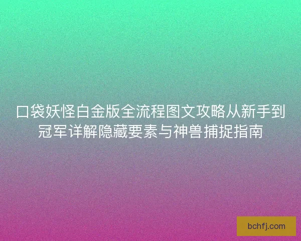 口袋妖怪白金版全流程图文攻略从新手到冠军详解隐藏要素与神兽捕捉指南